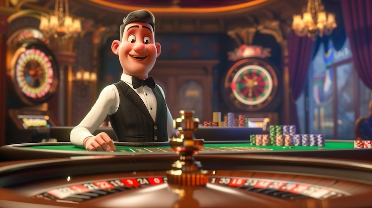 Studio live dealer Caribbean Stud Poker landslot88 dengan multi-kamera profesional